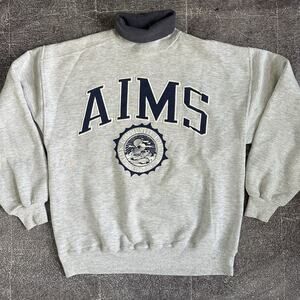 Men's Vintage College House AIMS Community College Heather Gray Sweatshirt Sz L